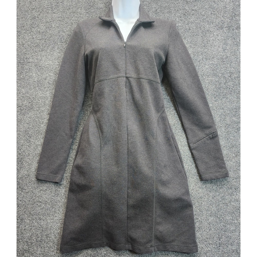 Athleta Womens Quarter Zip Athleisure Travel Performance Knit Dress Gray Small
